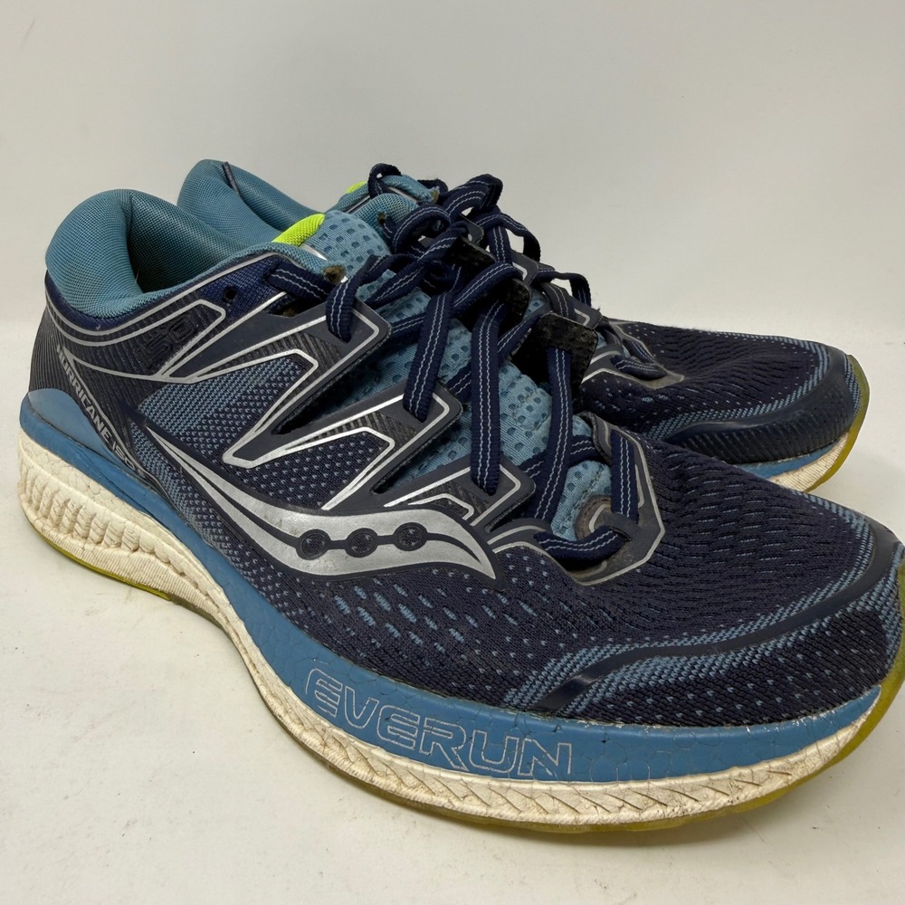 Saucony Hurricane ISO 5 Womens Running Shoes Navy Blue Silver S10460-1 Size 8